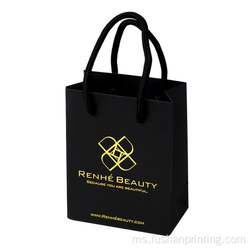 Black Shopping Custom Design Kraft Kertas Hadiah Handbag